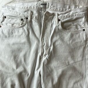 Agolde - white denim with beige stitching